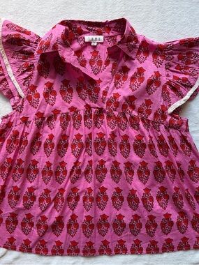 THML Pink Top with Red Floral Print